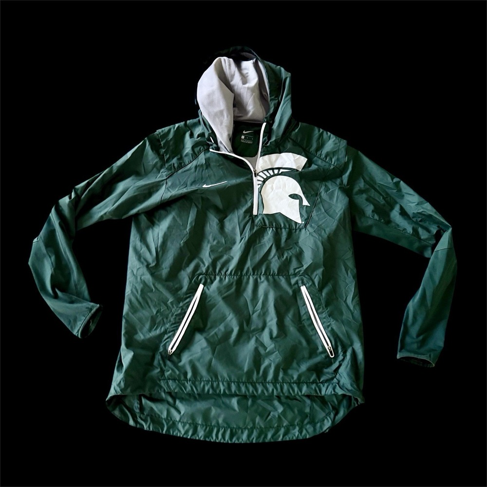 Michigan State Jacket Medium Nike Windbreaker Zip Pullover Lightweight Hooded‎